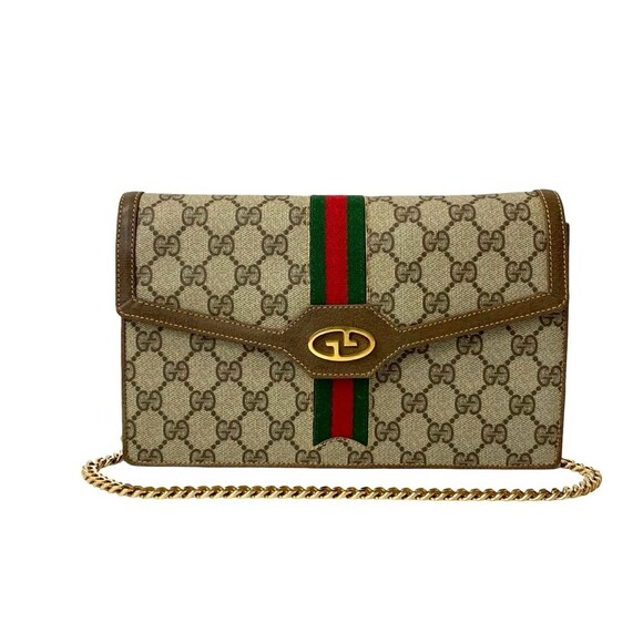 GUCCI Authentic Brown Leather Shoulder Bag
